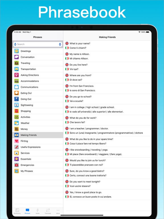 Italian Translator + iPad screenshot 4 - Education app