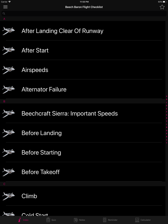 Screenshot #5 pour Beech Baron Flight Checklist