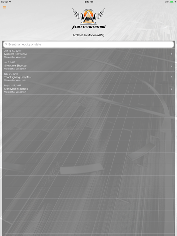 Athletes In Motion iPad screenshot 1 - Sports app