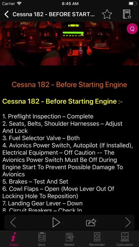 Cessna 182 Preflight Checklist screenshot 4 of 8