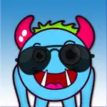 Blue Monster Animated Stickers App Cancel