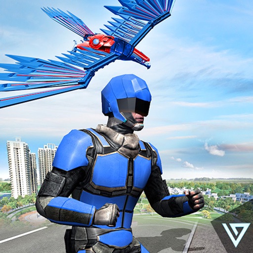 flying robot captain hero city survival mission