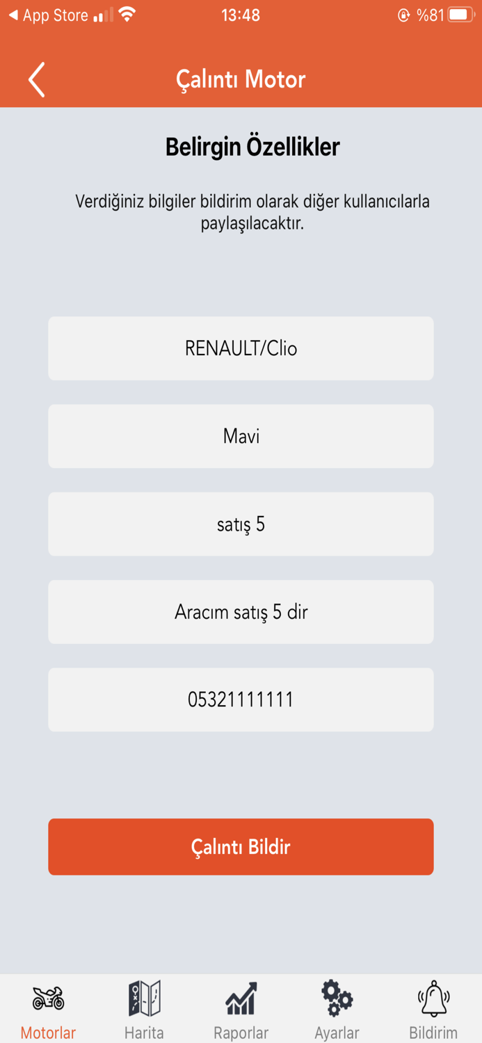 Turuncu Motosiklet Takip