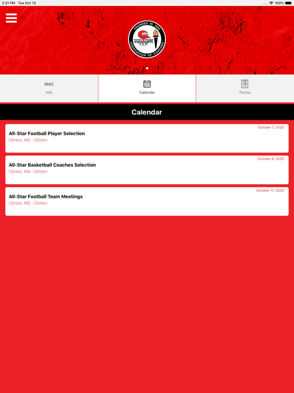 Mississippi Assoc. of Coaches iPad screenshot 2 - Sports app
