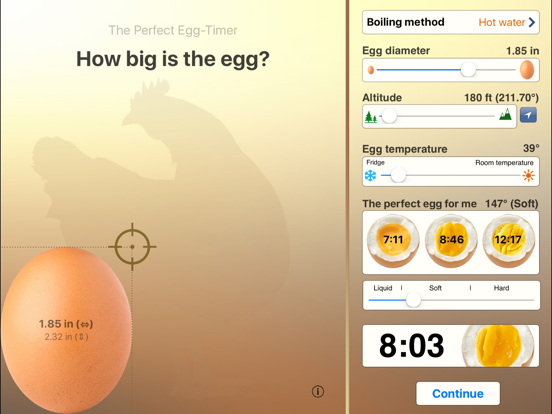 The perfect Egg timer iPad screenshot 1 - Food & Drink app