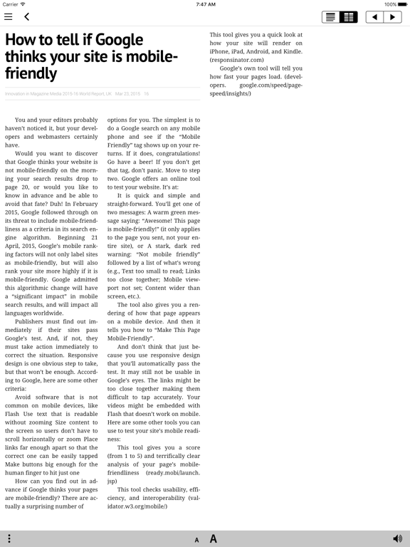 FIPP Insight iPad screenshot 5 - News app