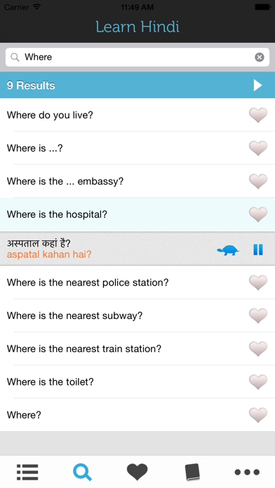 Learn Hindi - Phrasebook Screenshot