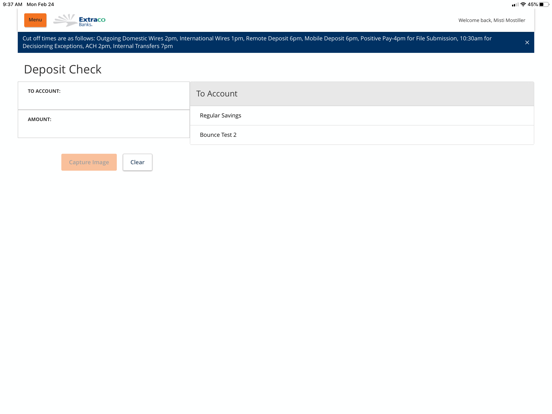 Extraco eBank iPad screenshot 5 - Finance app