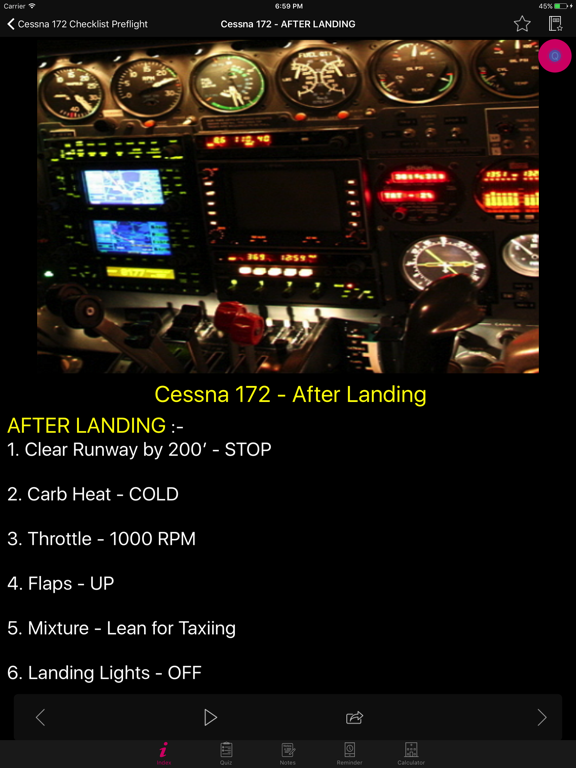Screenshot #6 pour Cessna 172 Checklist Preflight