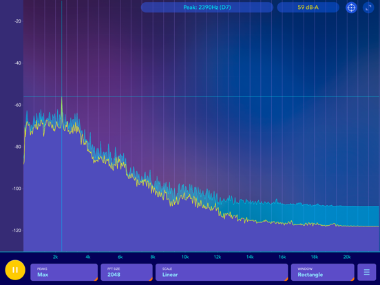 Audio spectrum analyzer EQ Rta iPad app afbeelding 3