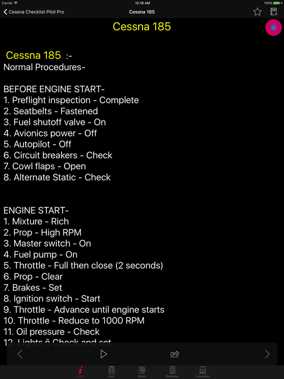 Screenshot #5 pour Cessna Checklist Pilot Pro