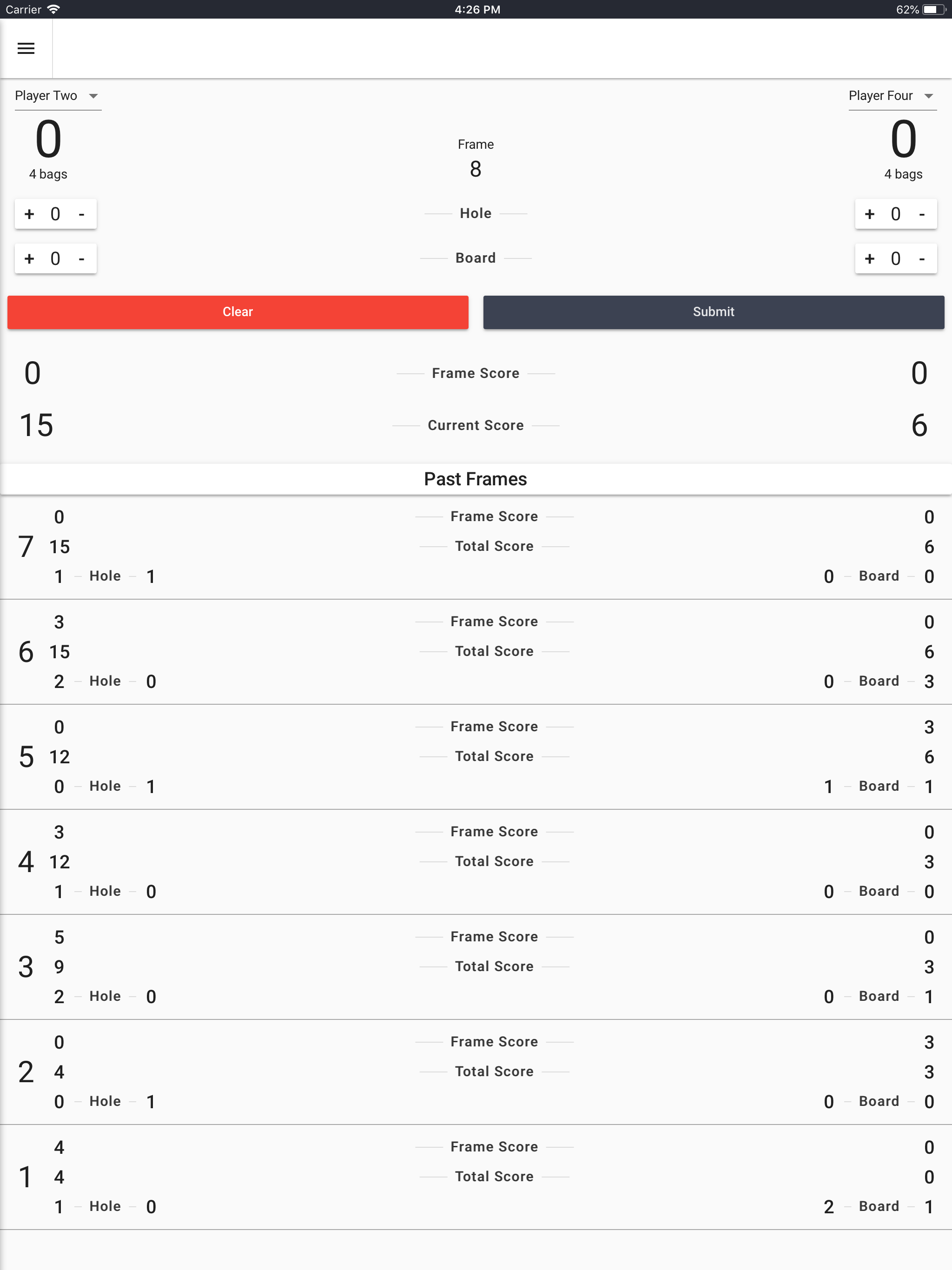 Cornhole Score Tracker