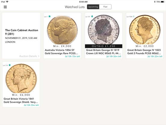 The Coin Cabinet Auctions iPad screenshot 5 - Shopping app