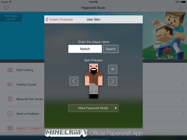 Minecraft - Minecraft Papercraft Studio is now available for iOS devices.  Get creative this weekend!