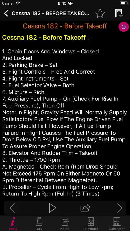 Cessna 182 Preflight Checklist screenshot 3 of 8