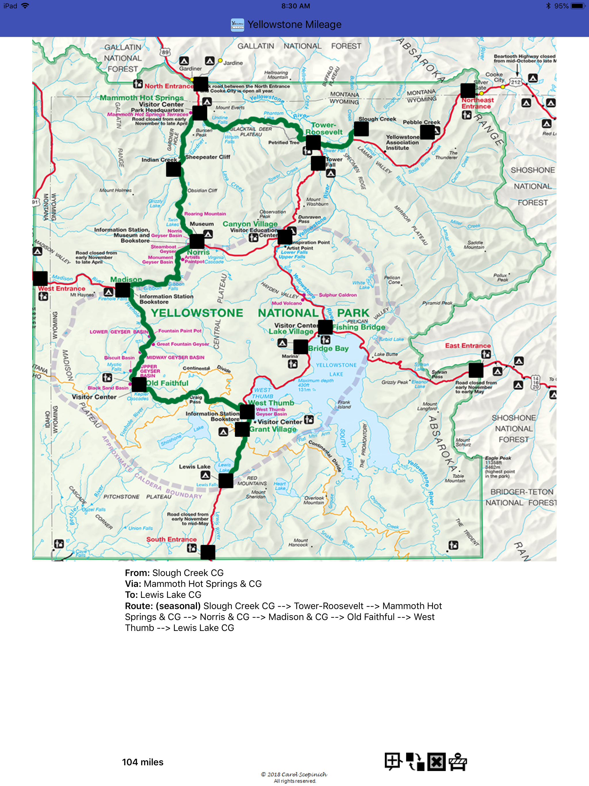 Yellowstone Mileage