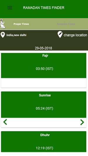 Ramadan Times Finder 2018