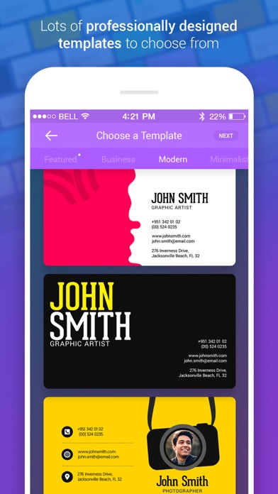 Business Card Maker + Designer Screenshot