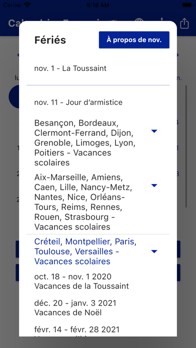 Screenshot #2 pour Calendrier Français