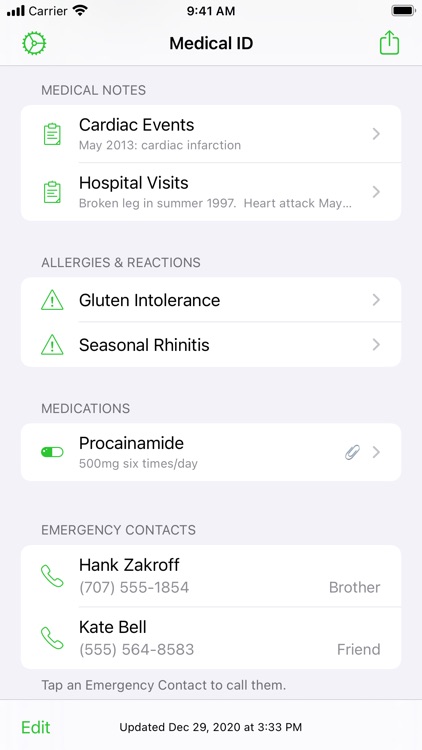 Medical ID Record
