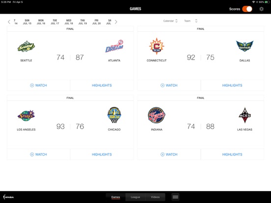 WNBA screenshot