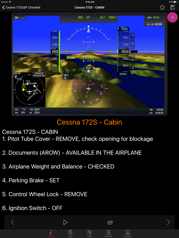 Cessna 172S/SP Checklist iPad screenshot
