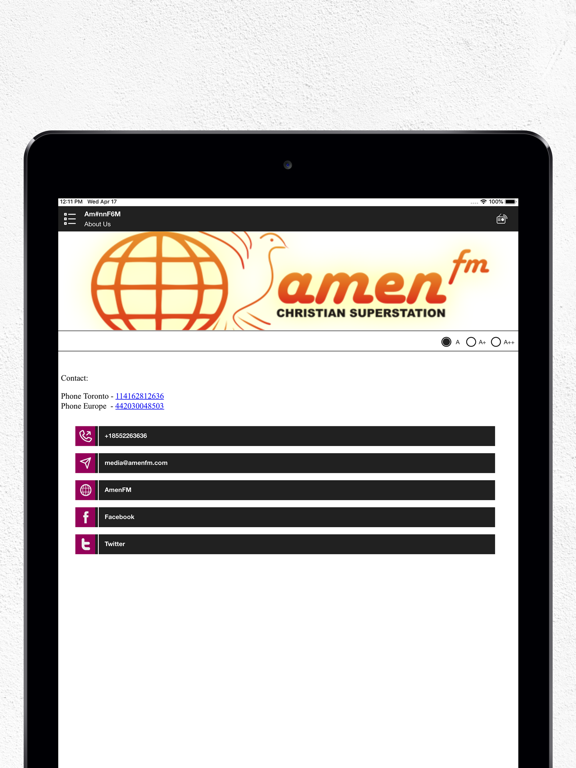 AmenFM iPad screenshot 4 - Music app