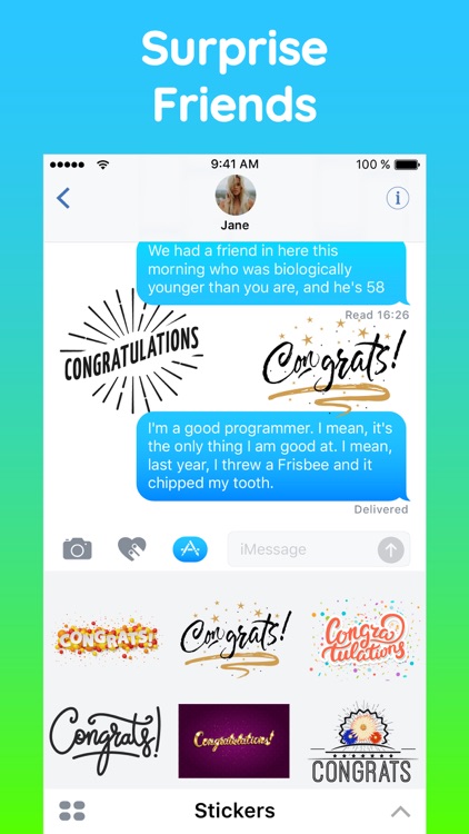 Congrats Text Stickers Pack