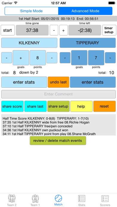 GAA Match Reporter Screenshot