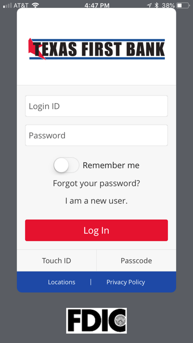 Texas First Bank Screenshot