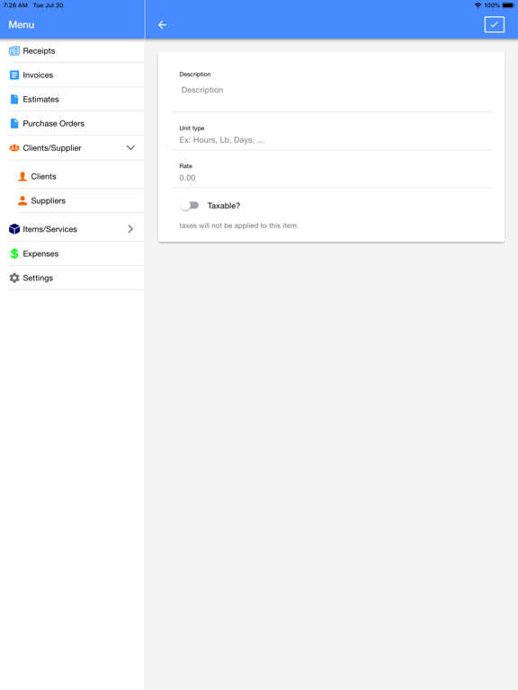 Invoice, Receipt & Estimate iPad screenshot 3 - Productivity app