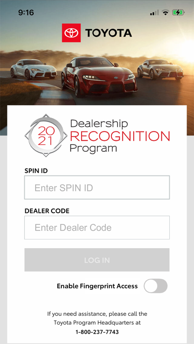 Toyota Dealership Recognition Screenshot