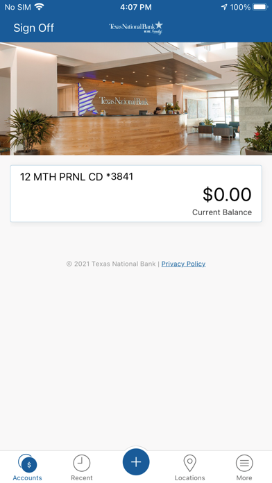 Texas National Bank Screenshot