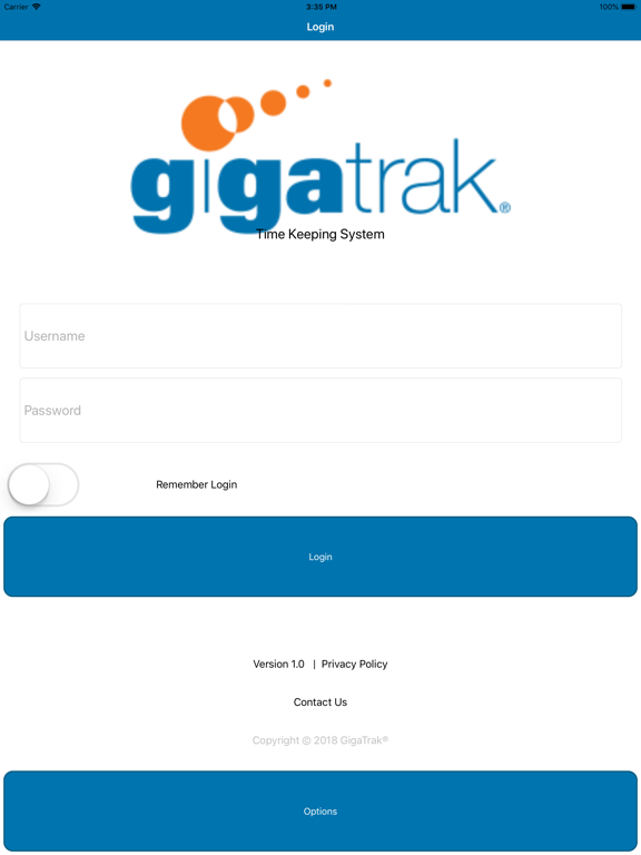 GigaTrak® Time Keeping System iPad screenshot 1 - Productivity app