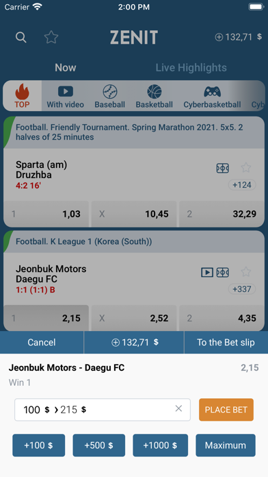Zenit Bet: Live Sports Betting Screenshot
