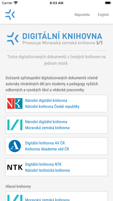 Digitální knihovna Screenshot