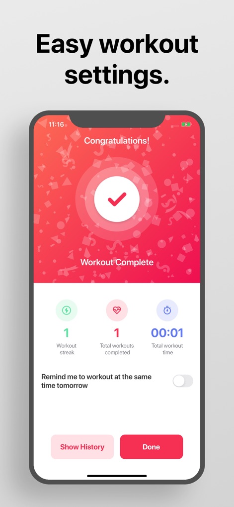 Interval Timer □ HIIT Timer - Celebrate milestones with the motivational 'Workout Complete' screen and track progress through key performance metrics like workout streak and total workouts.