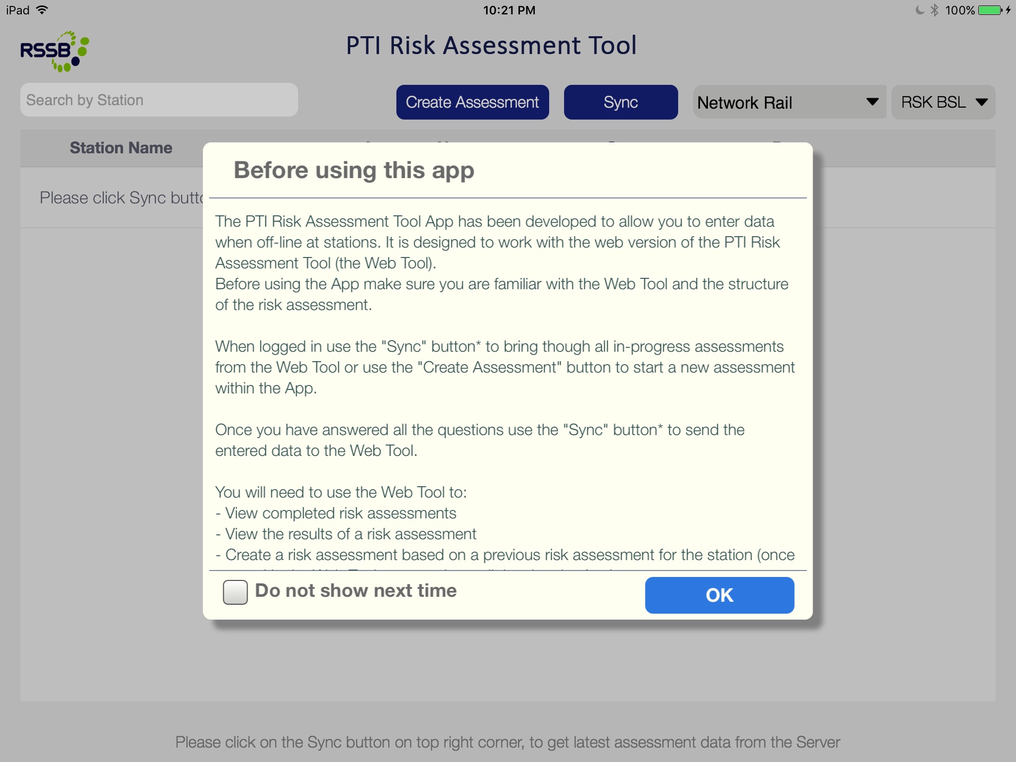 PTI Risk Assessment Tool screenshot 2