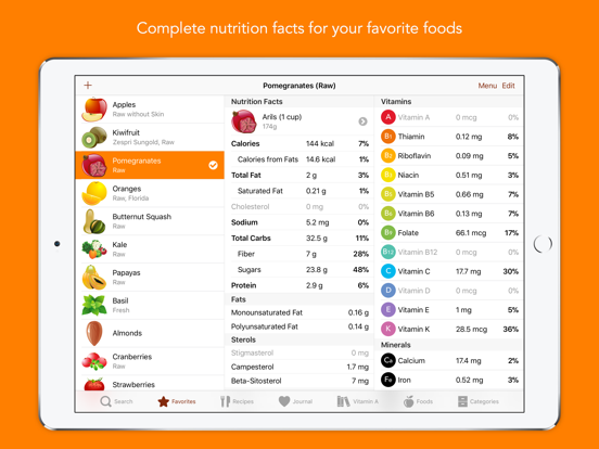 Nutrients - Nutrition Facts iPad app afbeelding 1