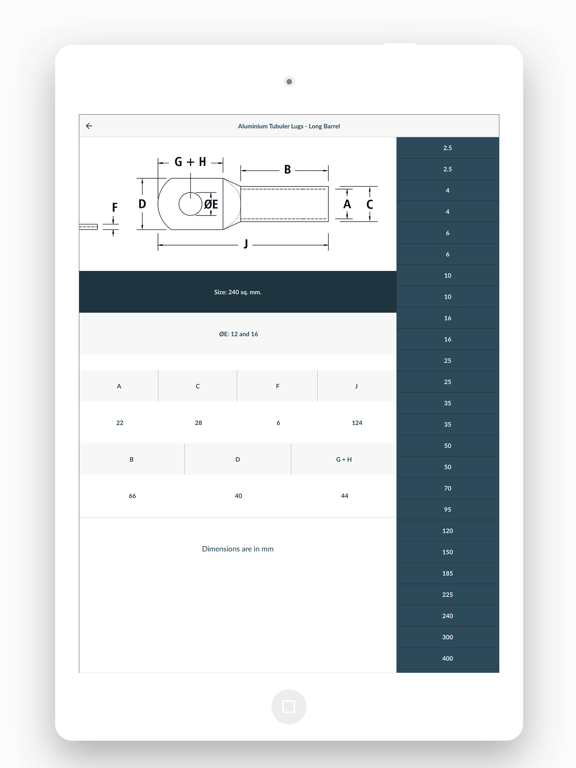 Screenshot #6 pour Cable Lugs & Connectors