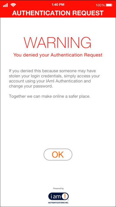 IAmI Authentication Screenshot
