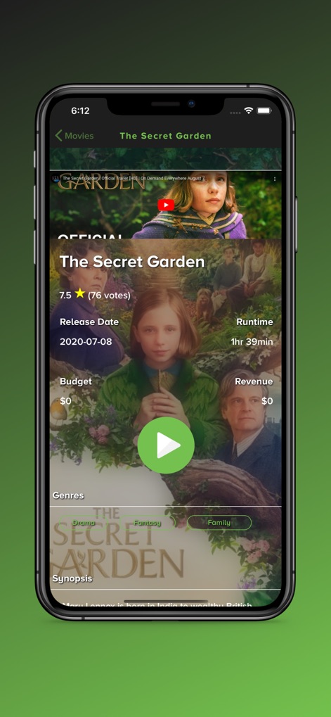 123Play - Users can explore comprehensive information for each film, featuring an intuitive play button for trailers and key statistics like ratings and runtime.
