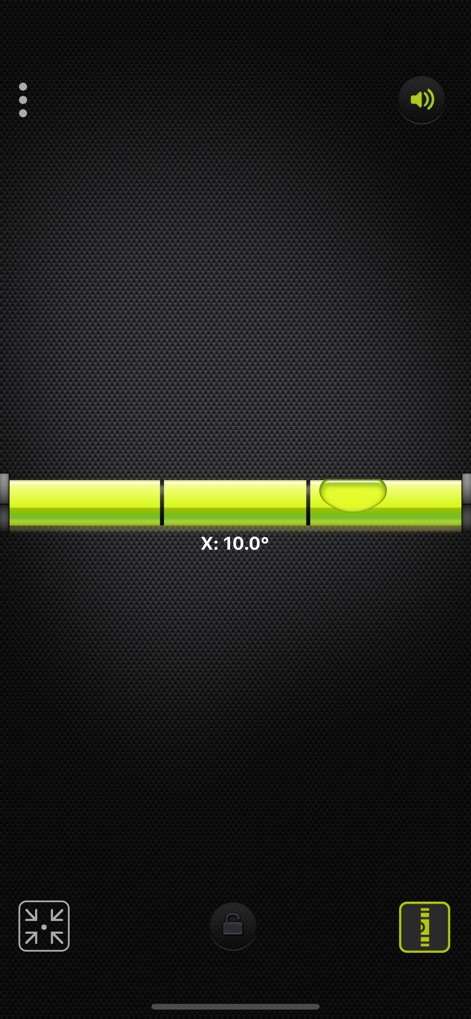 Pocket Bubble Level XXL - See how the app provides a clear horizontal bubble level with a digital X-axis angle display for immediate feedback on flatness.