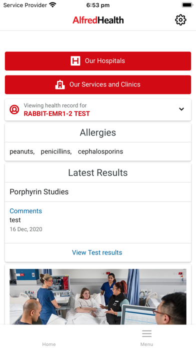 AH Patient Portal Screenshot