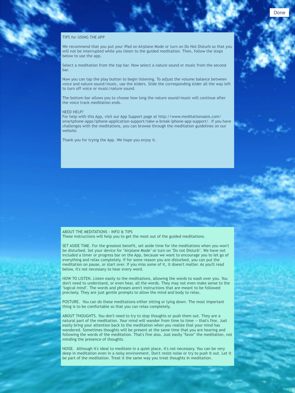 Take a Break! Meditations iPad screenshot 4 - Health & Fitness app