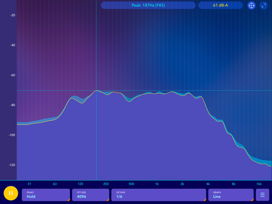 Audio spectrum analyzer EQ Rta iPad app afbeelding 5