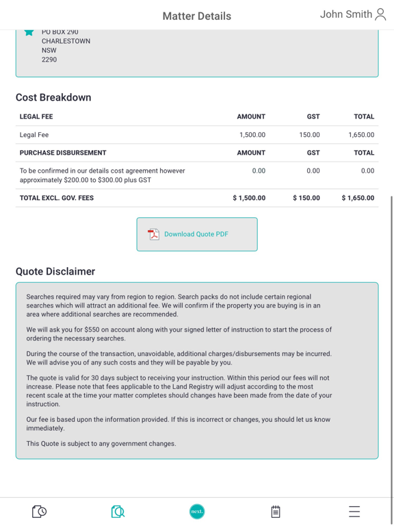 Next Legal iPad screenshot