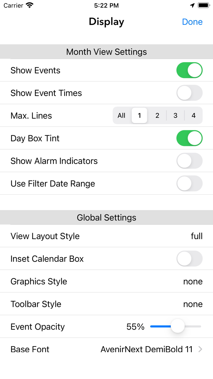 Perspectiva Calendars Charts