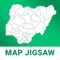 The app is a map jigsaw game using Nigeria map and follow on questions about Nigerian Culture, Politics and History