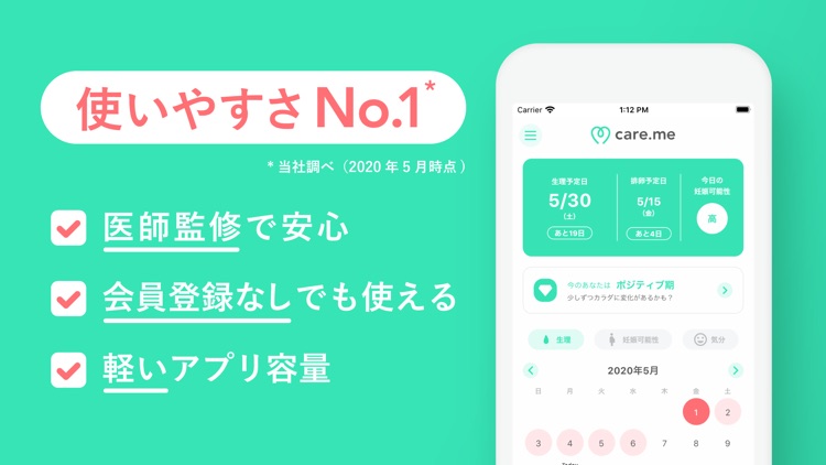 ケアミー 生理管理アプリ